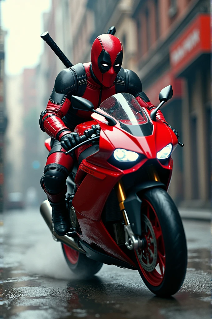 Deadpool on a brutal mv agusta 800rr motorcycle