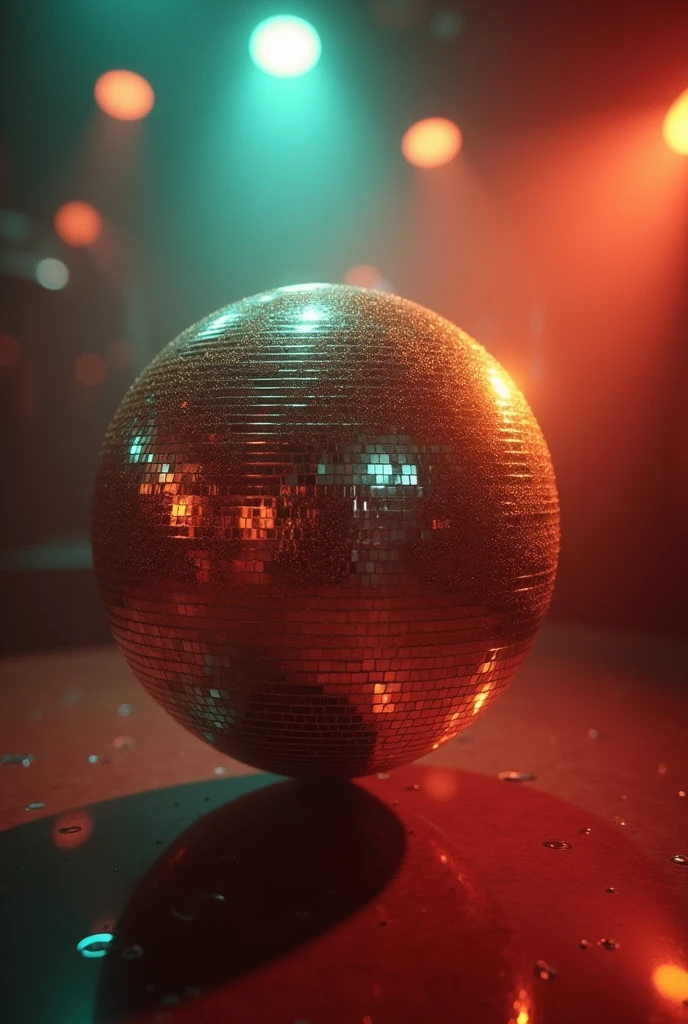 An image for the cover of a music playlist called 70&#39;s & 80's Dance Party. retro quality, without people. Disco ball that looks like an old image.
