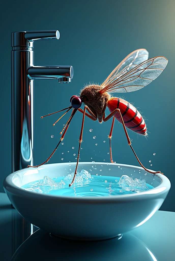 Make a flyer that contains a mosquito along with a striking sink and bubbles