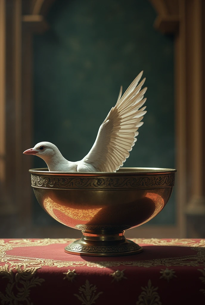 In the palace of a king, there is a metal bowl upside down on a table, under this metal bowl, a bird is caught, and only the bird&#39;s wing is left out from under the bowl, and the chicken itself is not clear, only the chicken&#39;s wing is clear. 