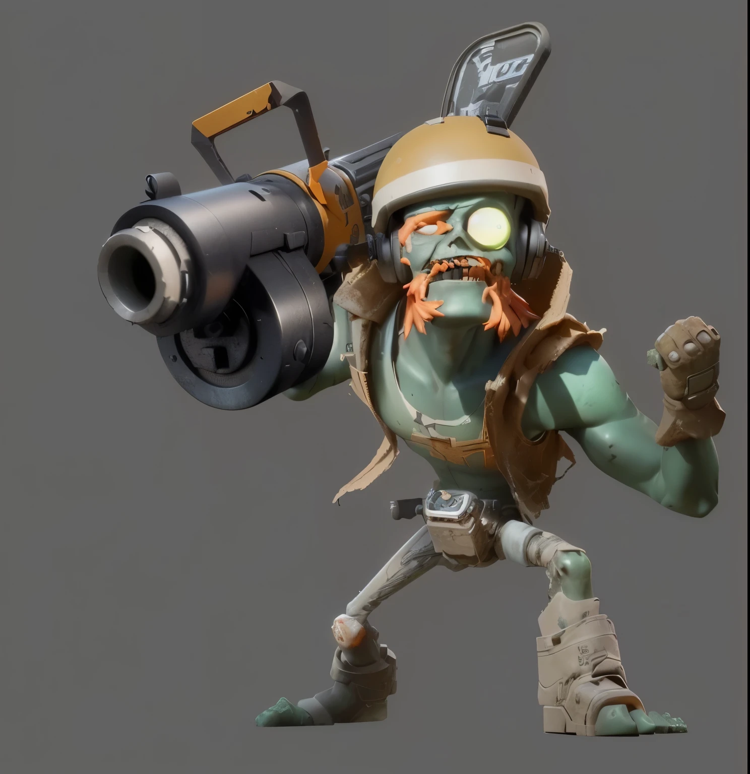 There is a cartoon character with a camera and a gun, Alloy warhead concept art, Slippery skin, Murdoch Nichols, toon prosperity rendering, Roland Zilvinskis 3D Rendering Art, game character art, game character, Attack zombies during World War II, 3D rendering style, Official Character Art, video game characters designs, video game character