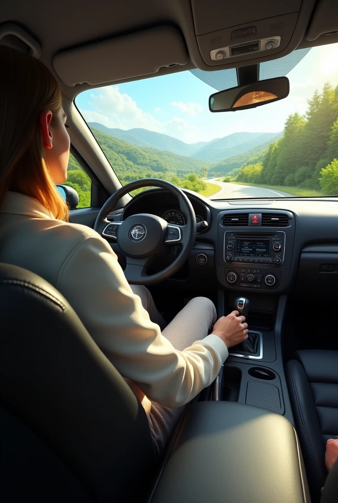 while the driver's foot is gently pressing the accelerator pedal.