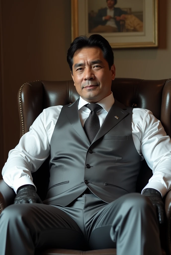 50 years,daddy,"Shiny costume",wear a white shirt, very shiny pants, tie, vest, shiny satin trousers,dark gray satin fabric ,Daddy lie down on the bed,  to HD,in the office,"large muscle" ,black hair,asian face,masculine,strong man,the boss is,Beautiful,,leather gloves,depraved dad,Look straight ahead,Dad is Beautiful,Dad is Beautiful, Dad is "big horny daddy"