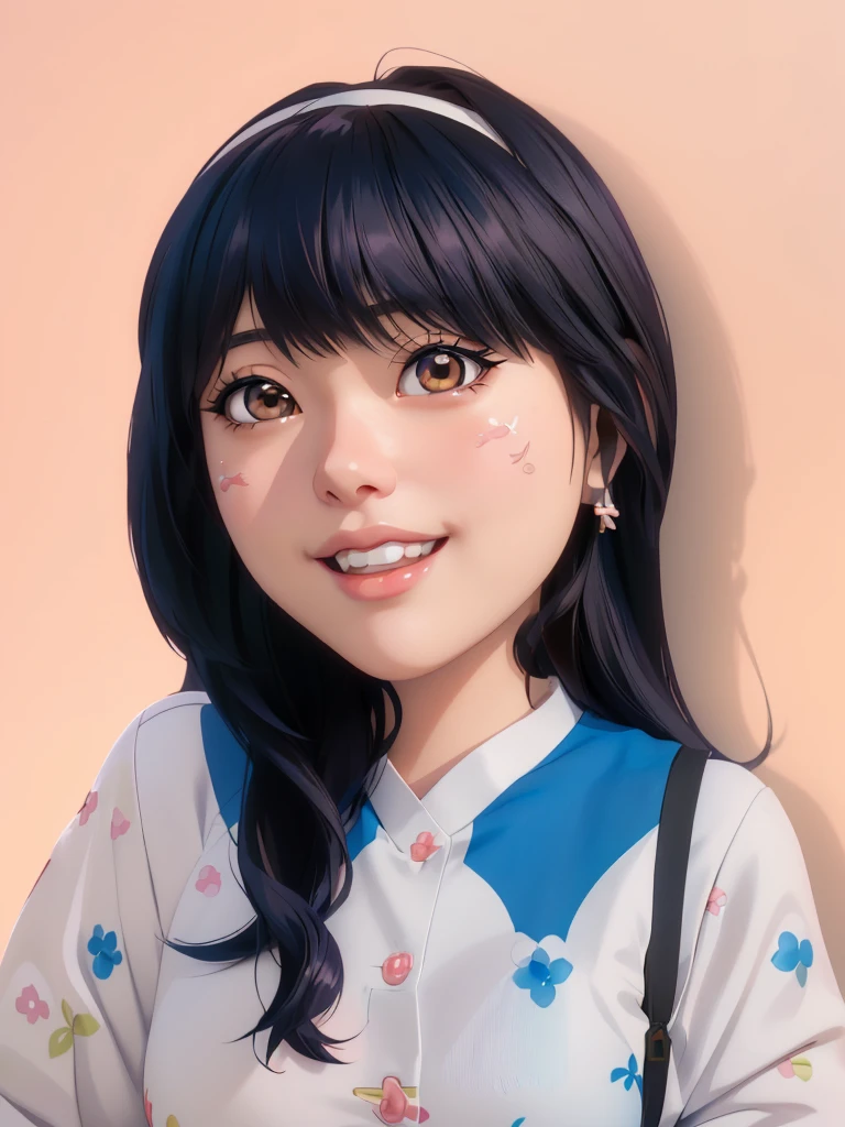 a close up of a woman with a smile on her face, kawaii realistic portrait, anime portrait of shiina ringo, realistic anime 3 d style, made with anime painter studio, inspired by Sim Sa-jeong, portrait of female korean idol, smooth anime cg art, anime styled 3d, painted in anime painter studio, anime realism style, photorealistic anime girl render