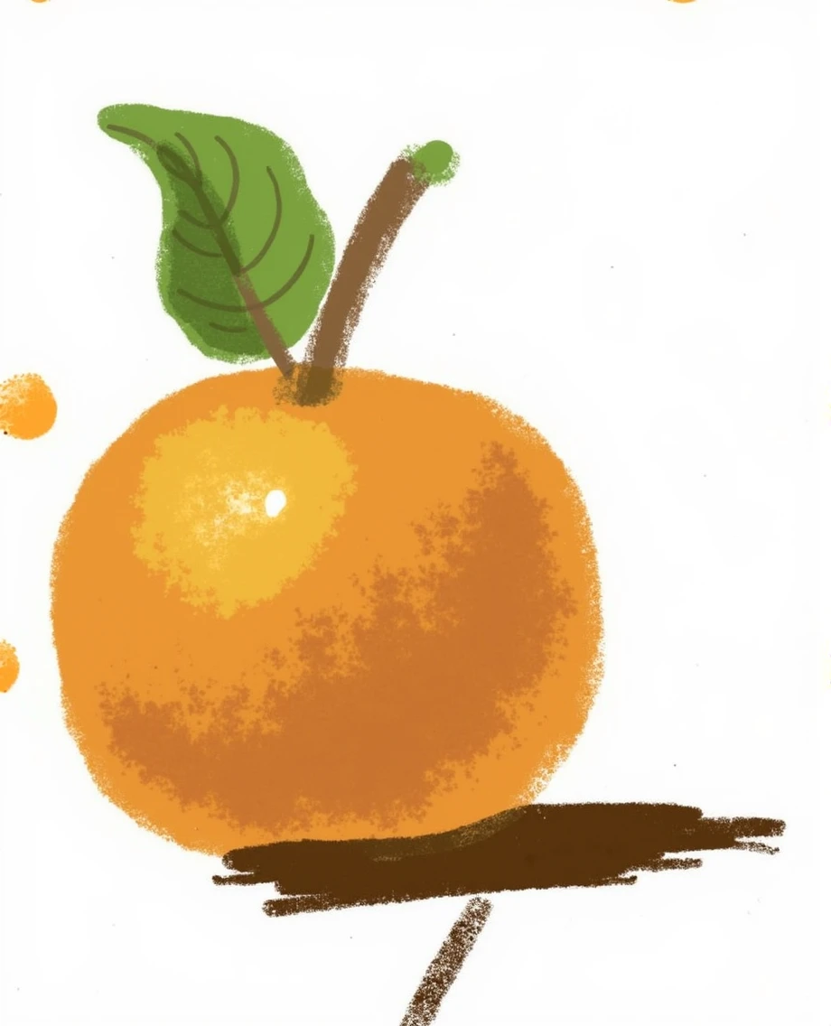 Create an illustration of an orange on a white background.
