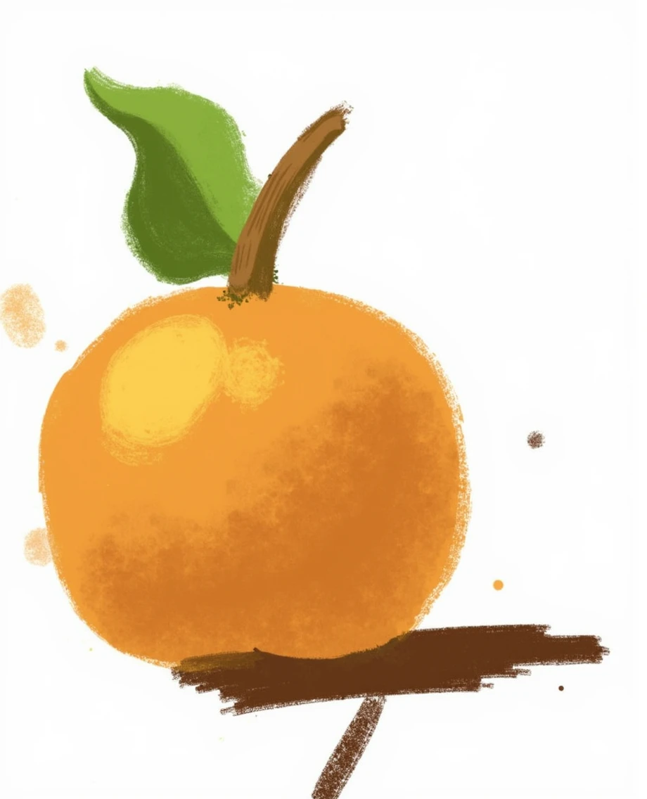 Create an illustration of an orange on a white background.