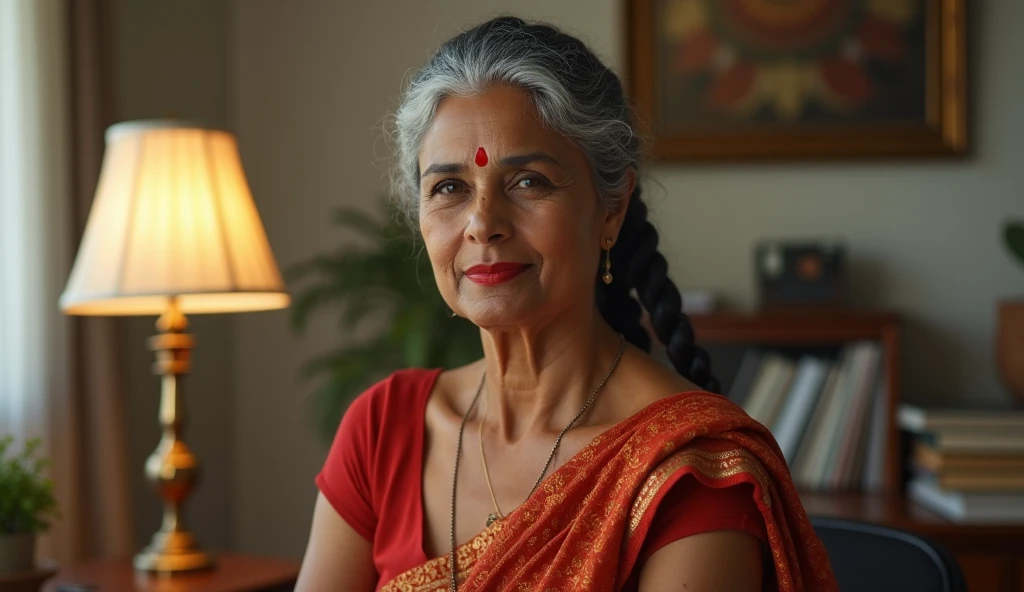 in luxerius office items sorrounded bright lighted modern indian office,Six 65 years old indian lady in full nude,red lipsstick,cornrowed braided hair,styled with 100000 liters hair oil,hairs like viscus oiled pulp,slick combed hair lines highly visible,{{{{{{NSFW}}}}},{{{{{Nudity}}}}},{{{{{{{{{{{Full Nude}}}}}}}}}}}}}}}}