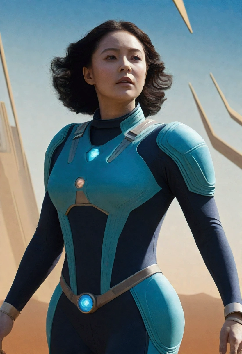 [Core Concept] A masterpiece, a high-quality poster for a thrilling space-themed film.

[Character Description] A single female playing soccer, depicted in an abstract, minimalist style.

[Environment/Background] The background is a vast, cosmic expanse, hinting at the film's extraterrestrial setting.

[Style and Atmosphere] Inspired by the Bauhaus movement, the design features bold, geometric shapes and clean, angular lines that create a sense of dynamism and tension.

[Composition] The composition is balanced and symmetrical, with the central figure positioned prominently against the stark, otherworldly backdrop.

[Details and Embellishments] Subtle textures and gradients add depth and visual interest, while the limited color palette heightens the film's dramatic, suspenseful tone.

[Technical Specifications] The poster is a high-quality, abstract representation of the space thriller, utilizing a minimalist, Bauhaus-inspired aesthetic to evoke a sense of mystery and excitement.