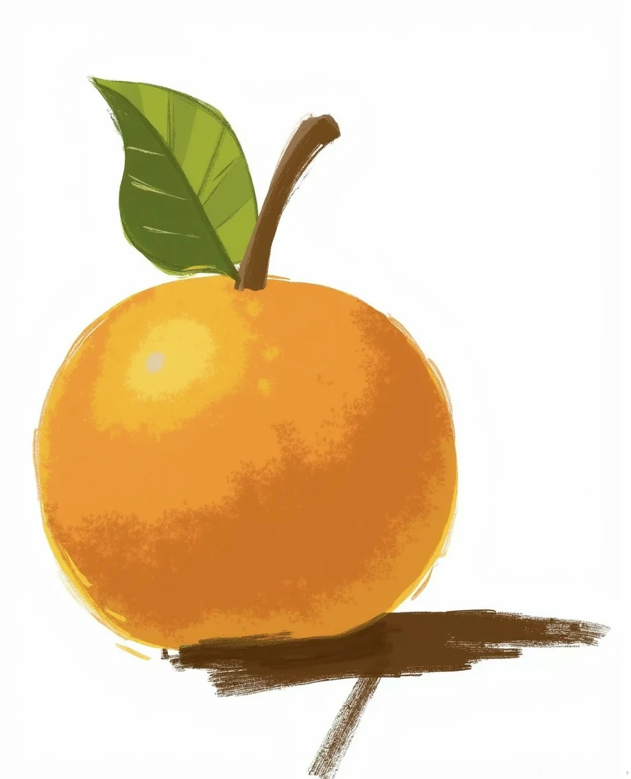 Create an illustration of an orange on a white background.