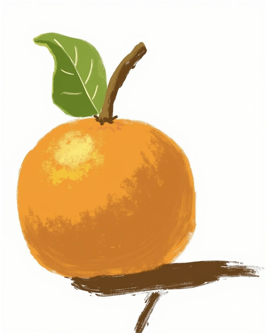 Create an illustration of an orange on a white background.