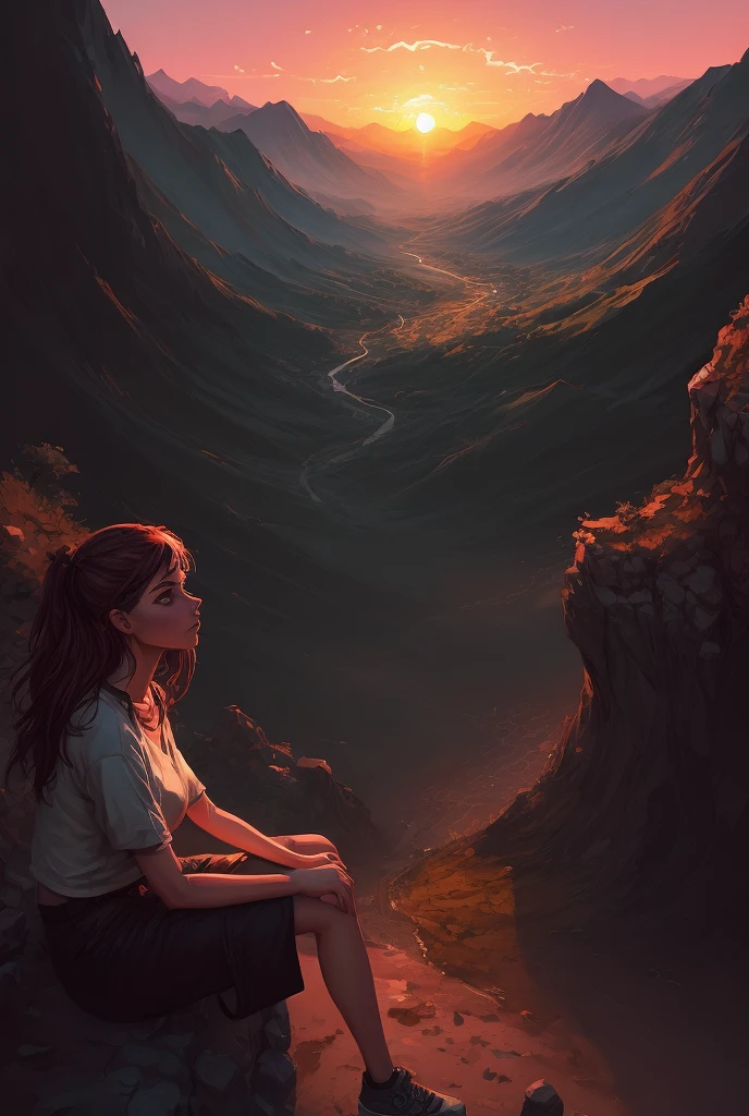 painting of a woman wear primitive clothes looking out over a valley at sunset, by Alena Aenami, art of alena aenami, inspired by Alena Aenami, rob rey, concept art artwork masterpiece, by Andreas Rocha, painted by andreas rocha, artistic. alena aenami, by Jason Felix, 8k stunning artwork, artgem and beeple masterpiece