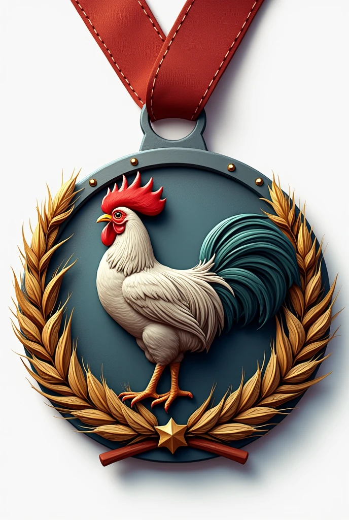 (Game achievement badge design),silver medal,Flat 2D effect,Wheat ears,(There a huge cock in the center of the medal、There an icon at the intersection of a hammer and a wrench)、sword and sorcery