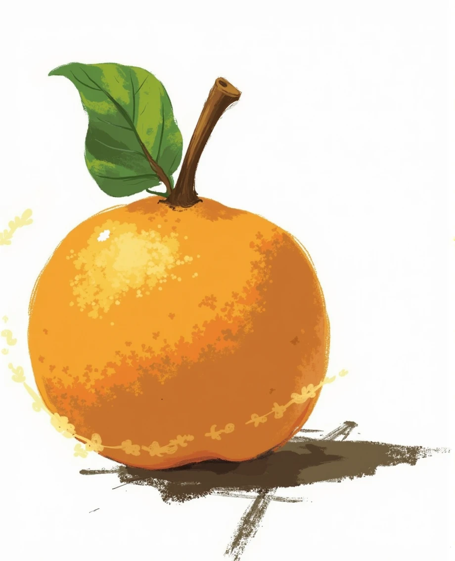 Create an illustration of an orange on a white background.