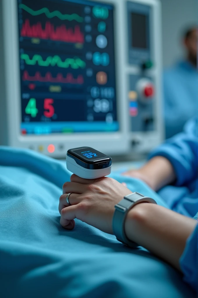 Post surgical oximeter at surgery site which attached to Bedside Monitor