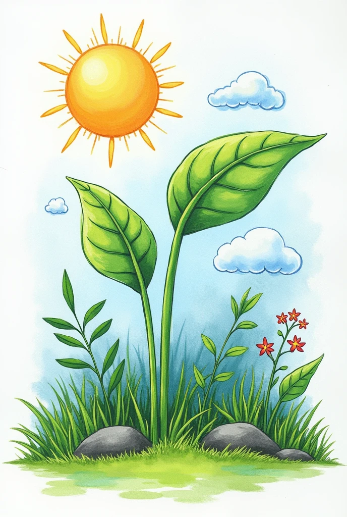 Easy drawing of science and technology about a contribution to the environment 