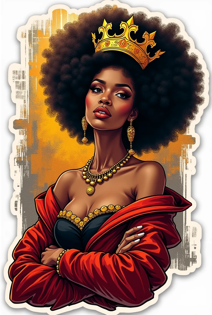 Empress car sticker with a lady in afro hair wearing a crown