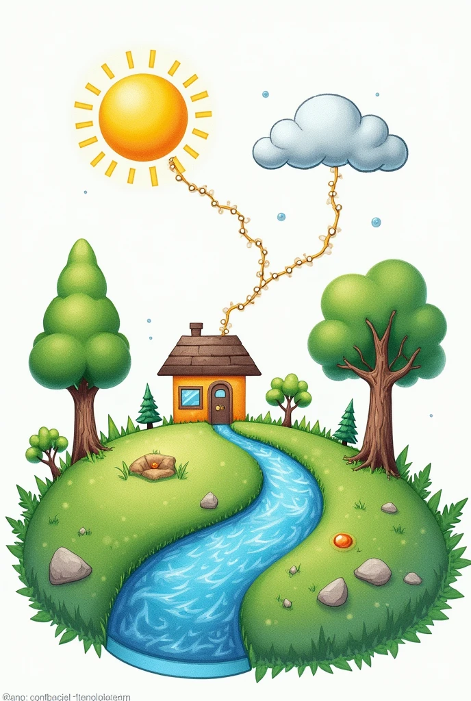 An easy drawing of science and technology about its contribution to the environment 