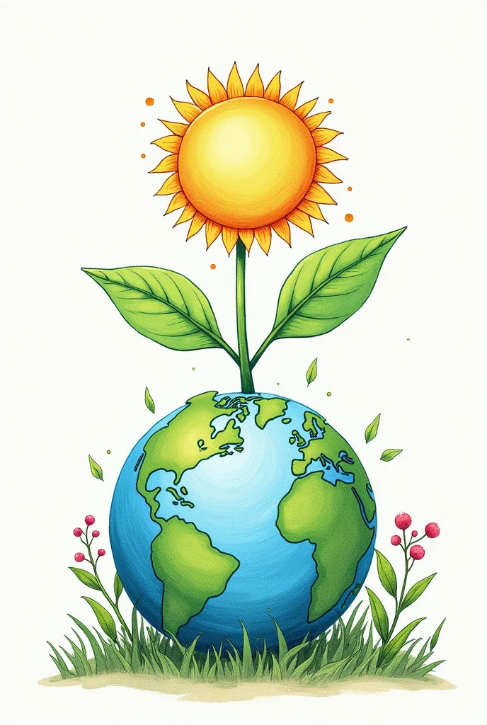 Easy drawing of science and technology about a contribution to the environment