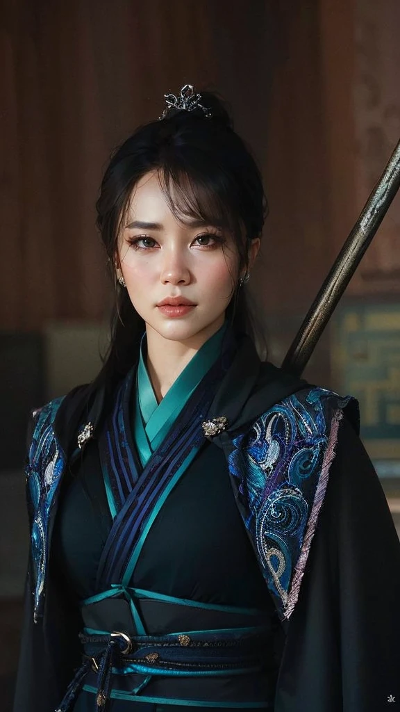 wuxia, Chinese clothes, hourglass figure, large breasts, big hips, masterpiece, best quality, ultra detailed, realistic