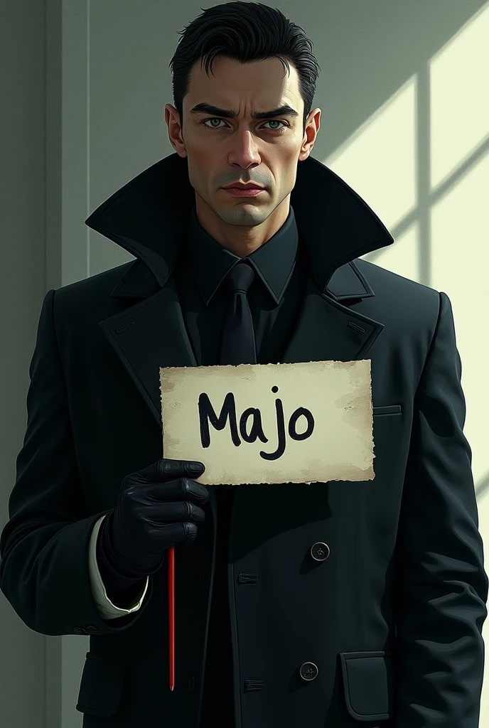 Polar from the scandalous series with a sign that says Majo