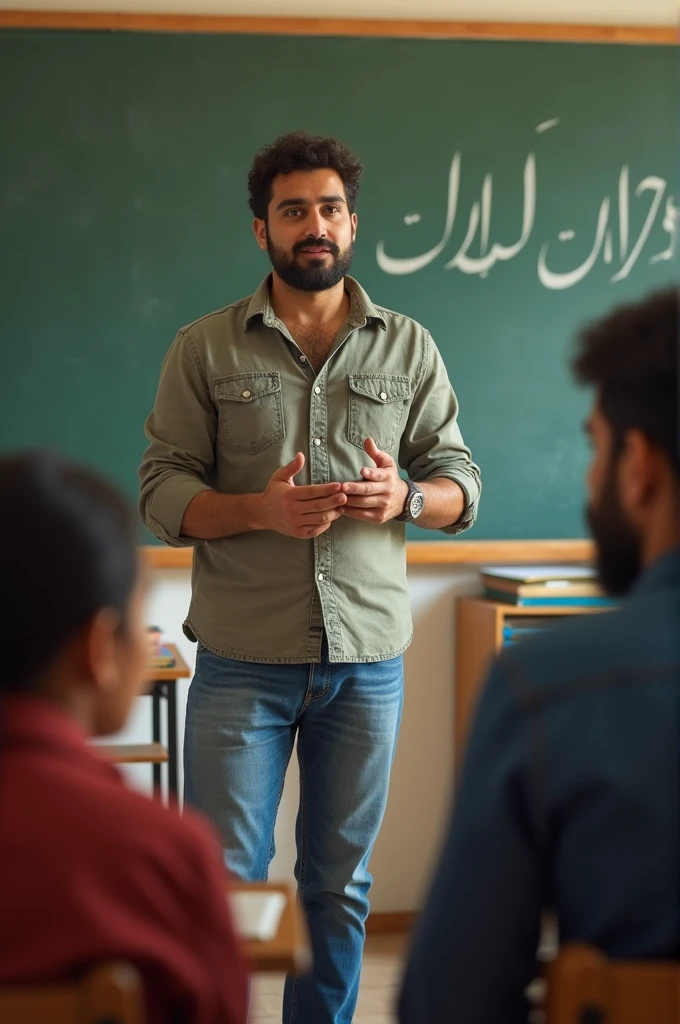 Iranian teacher wearing jeans while teaching