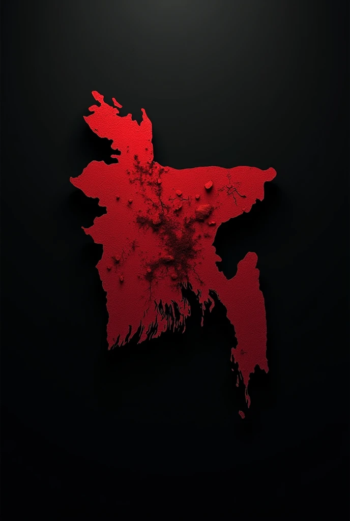 Black background,Bangladesh map with bloody 