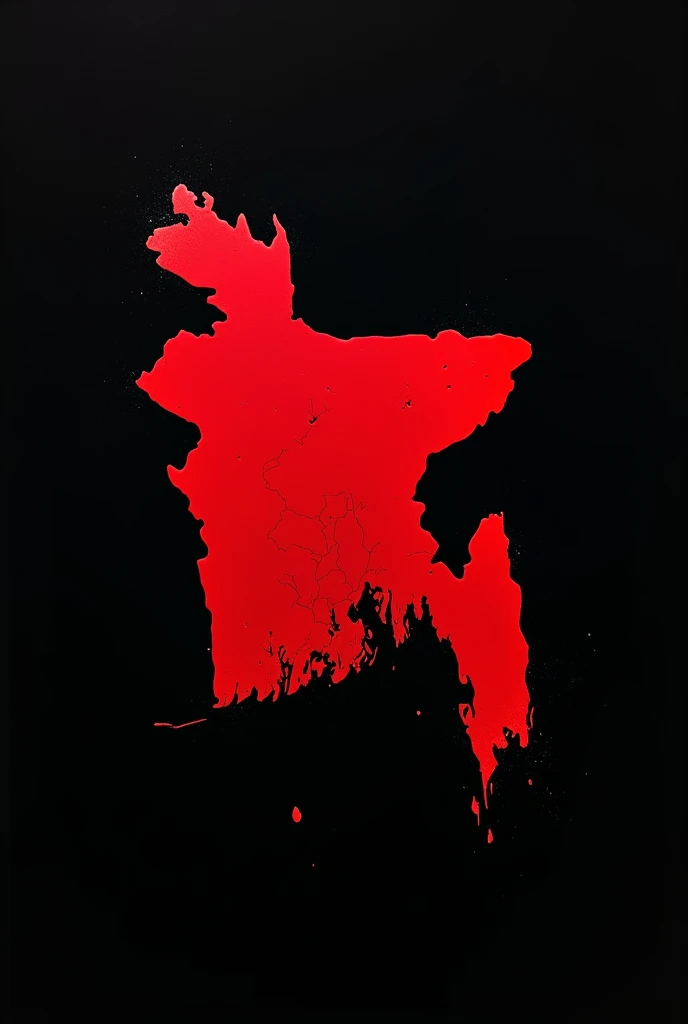 Black background,Bangladesh map with bloody 