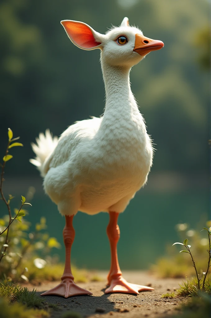 A goose with deer legs