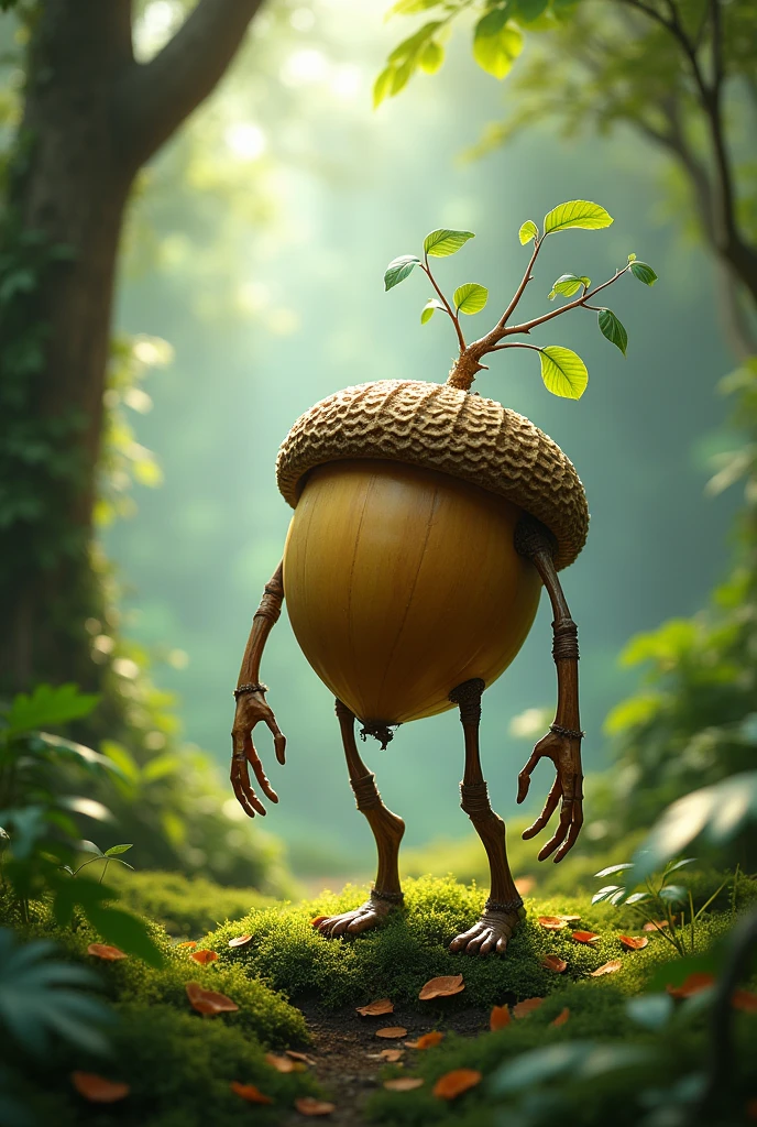 Big acorn plant have a legs and hands like humen in the jungle