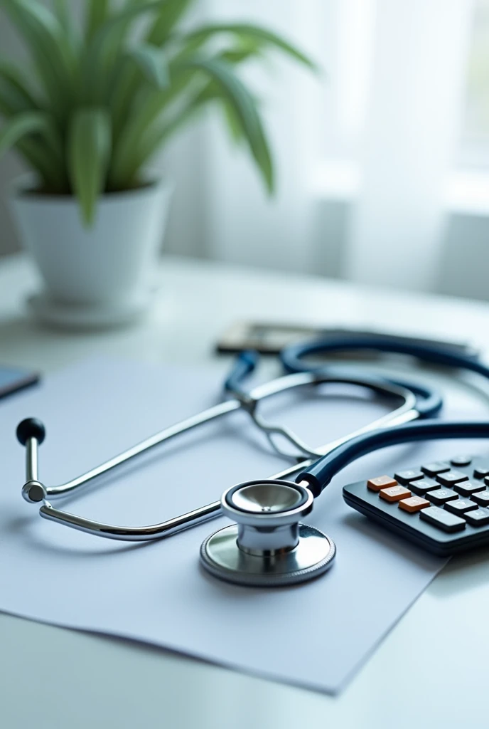 Stethoscope and calculator

