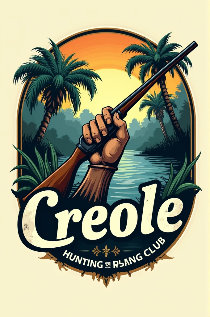 A logo for a hunting and fishing club called " Creole "