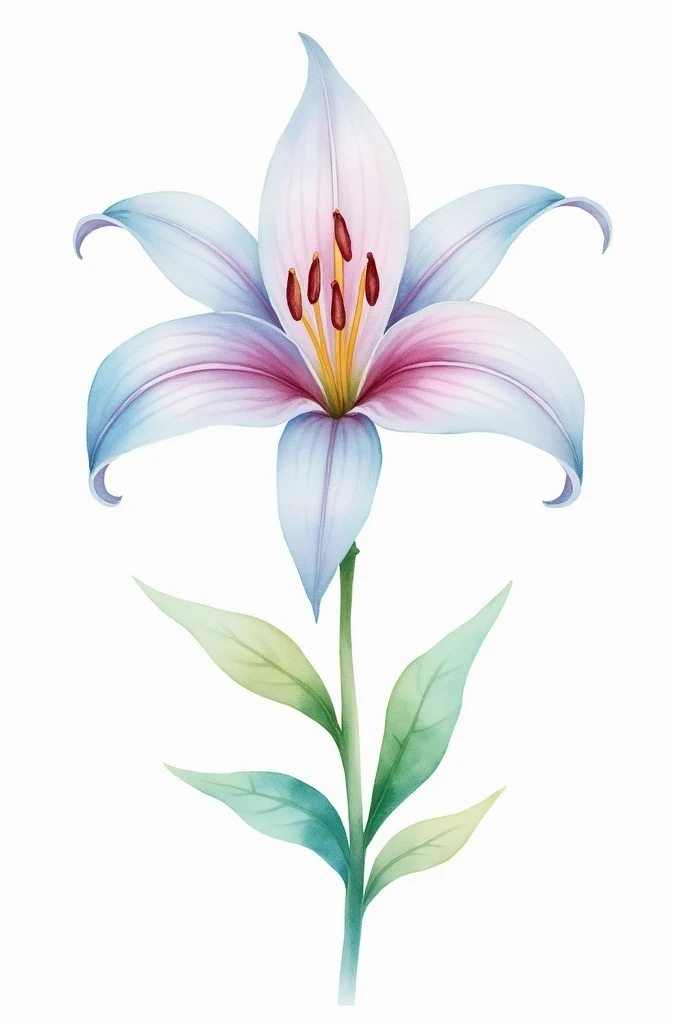 Lily flower of water color painting on a white background