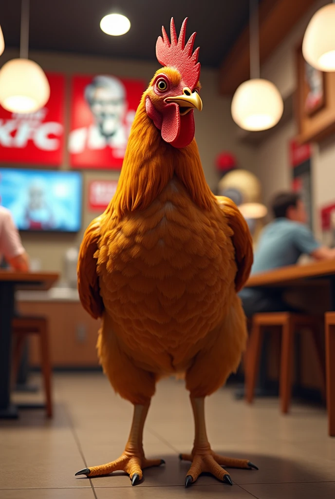 A chicken inside a KFC