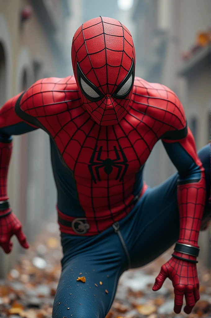 Spider Man complety naked being kicked in the balls