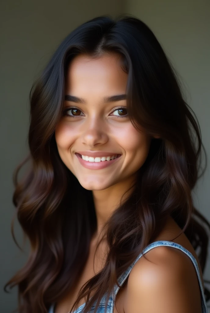 Beautiful ,23 years young Indian girl healthy, ,8k,realistic, raw photo,dark brown hair,fair skin, indian,long hair,clear facial features,, very detailed, 23years old, innocent face, natural wavy hair, high resolution, masterpiece, best quality, intricate details, highly detailed, sharp focus, detailed skin, realistic skin texture, texture, detailed eyes, professional, 4k, charming smile, shot on Canon, 85mm, shallow depth of field, kodak vision color, perfect fit body, extremely detailed, foto_\(ultra\), photorealistic, realistic, post-processing, maximum detail, roughness, real life, ultra realistic, photorealism, photography, 8k uhd, photography with bindi