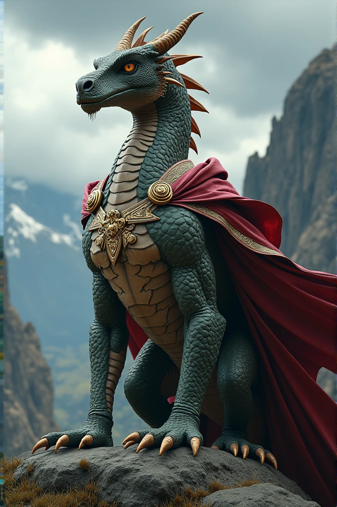 Dragon wearing the cape of a Spartan warrior