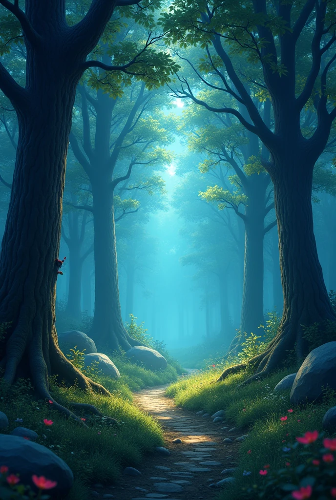 an animated enchanted forest