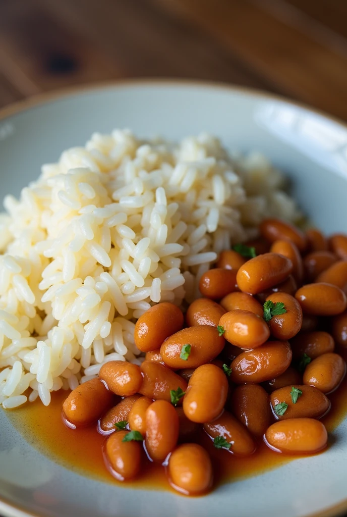 White rice and beans
