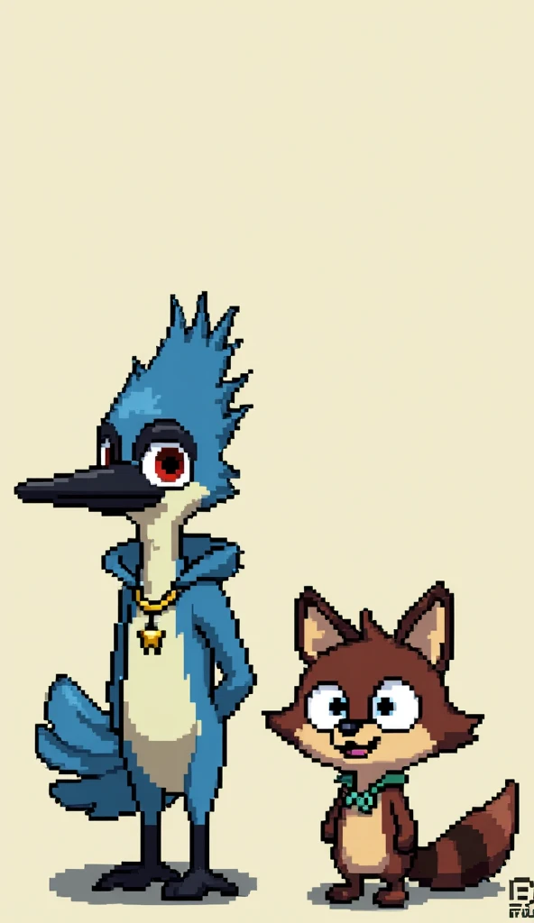 Mordecai e rigby em PIXEL ART