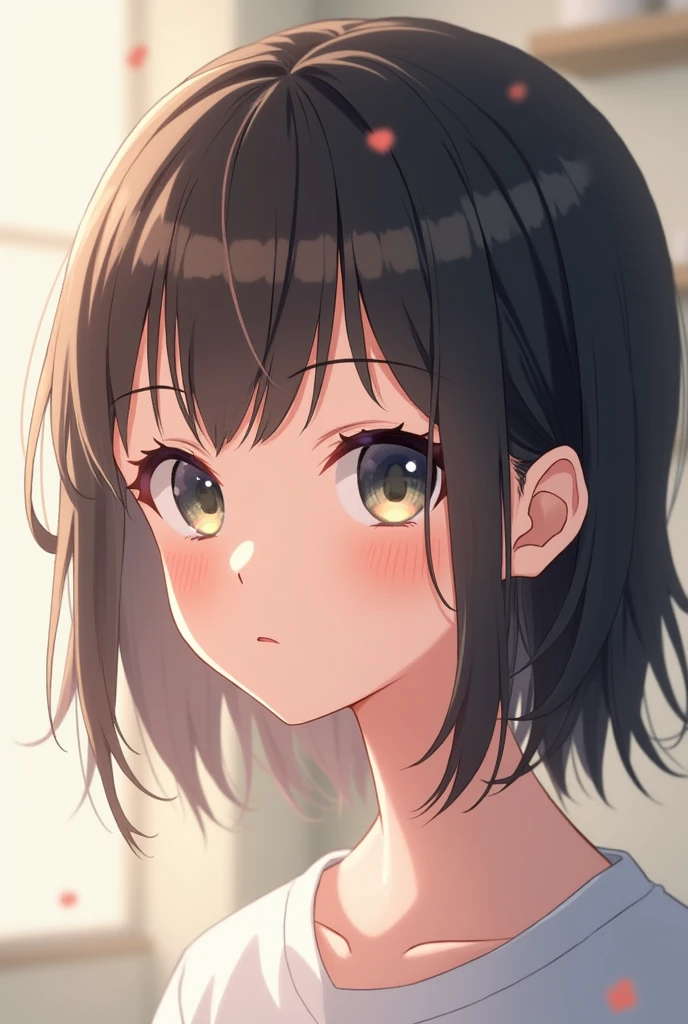 Anime girl with half-parted medium hair