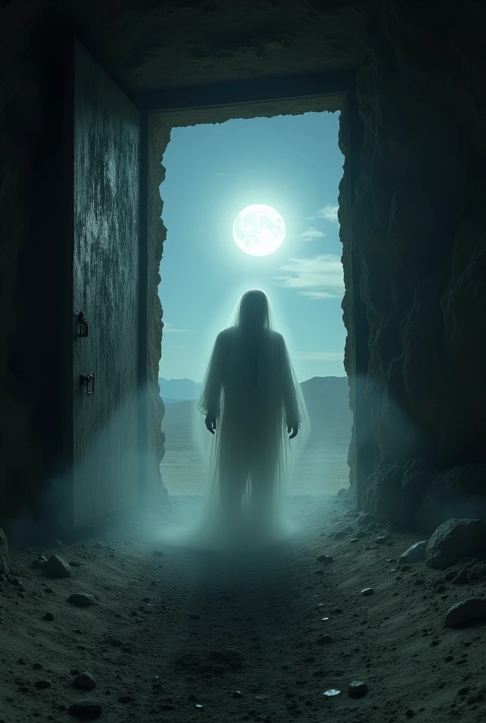 I draw a ghost of a 50-year-old man from a Chilean saltpeter mine at night