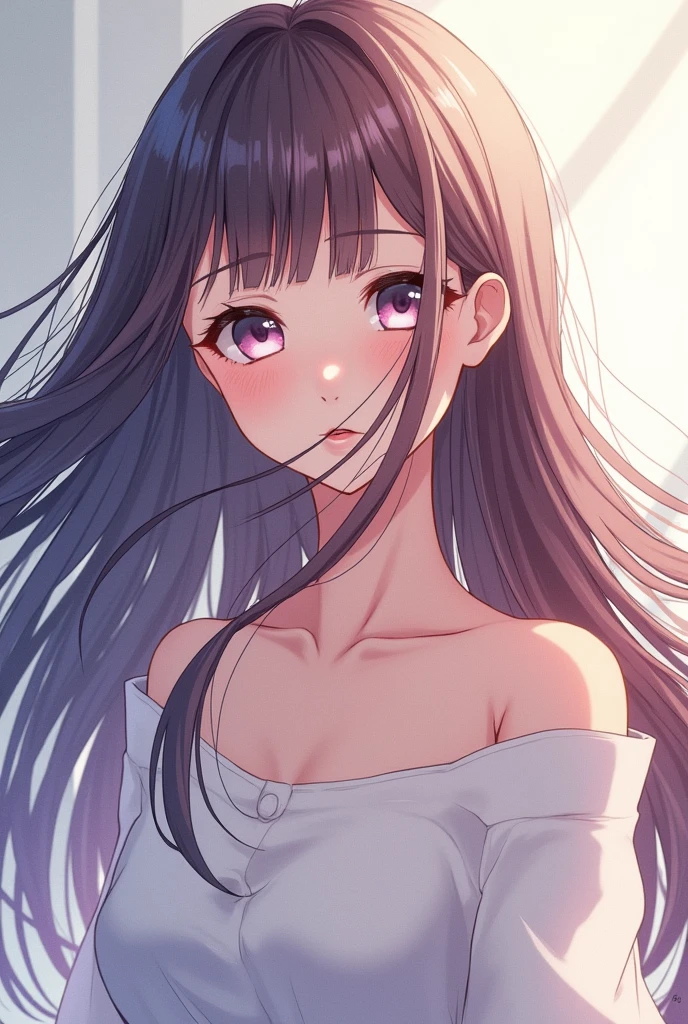 Anime girl with long sideways hair