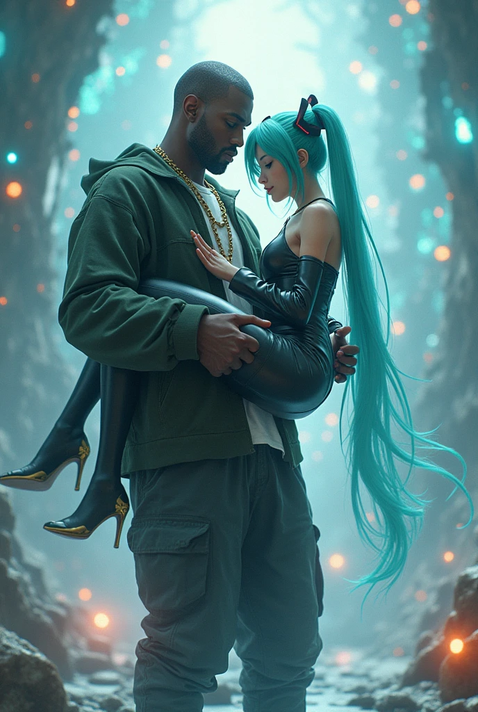 Kanye West carrying Hatsune Miku