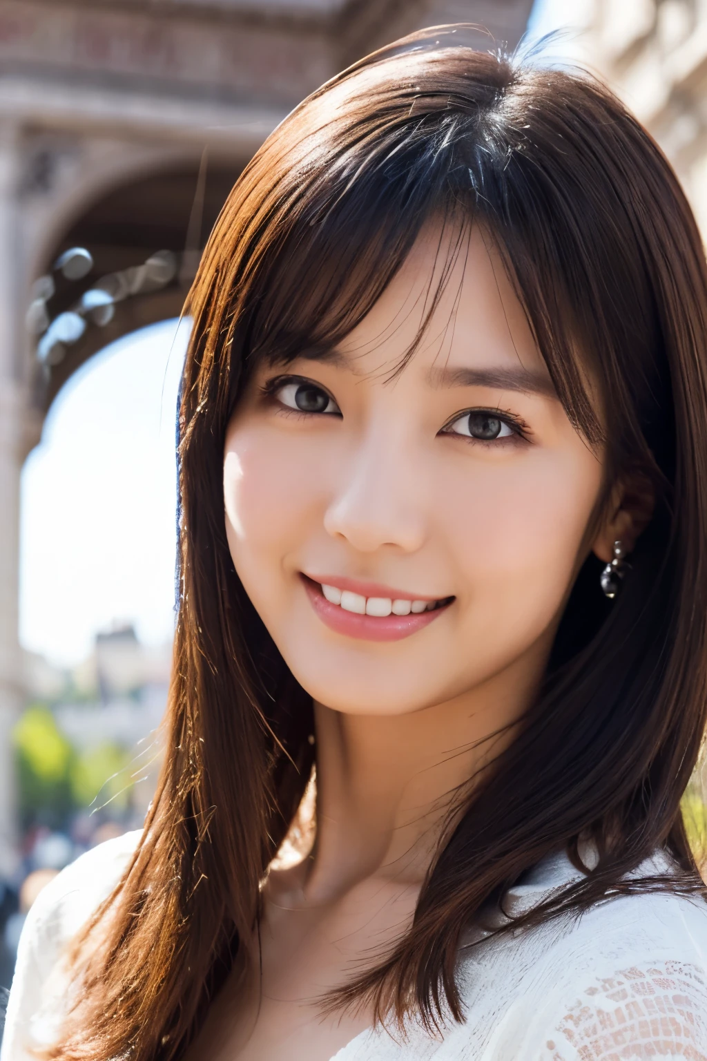 One Girl, (wear casual summer clothes:1.2), (Beautiful Japanese idol portrait photos), 
(RAW Photos, Highest quality), (Realistic, Photorealistic:1.4), masterpiece, 8K Portrait, 
Very delicate and beautiful, Very detailed, 2k wallpaper, wonderful, In detail, Very detailed CG unity 8k wallpaper, Very detailedな, High resolution, Soft Light, 
Beautiful detailed girl, Very detailed eyes and face, Beautiful and sophisticated nose, Beautiful details, 
(Commemorative photo with the Arc de Triomphe in the background:1.3), Cinema Lighting, 
Perfect Anatomy, Slender body, Small breasts, Medium Hair, Dynamic Angle, A light smile,