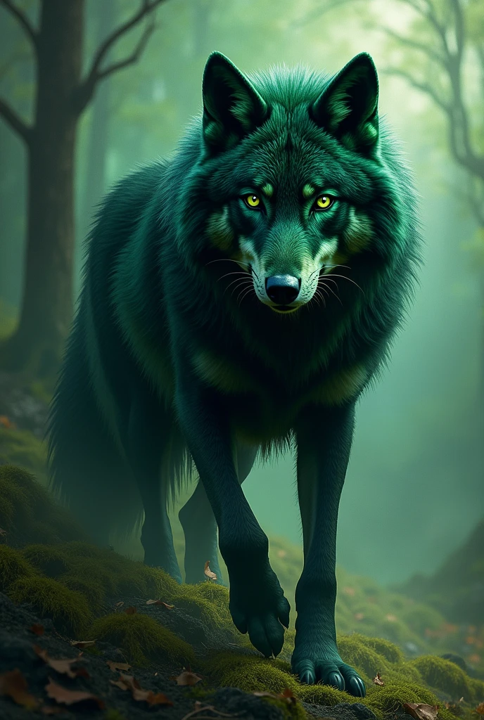 Wolf color green and black.
