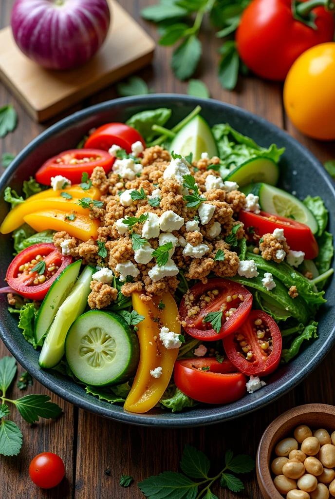 Vegetable salad with chimichurri 

