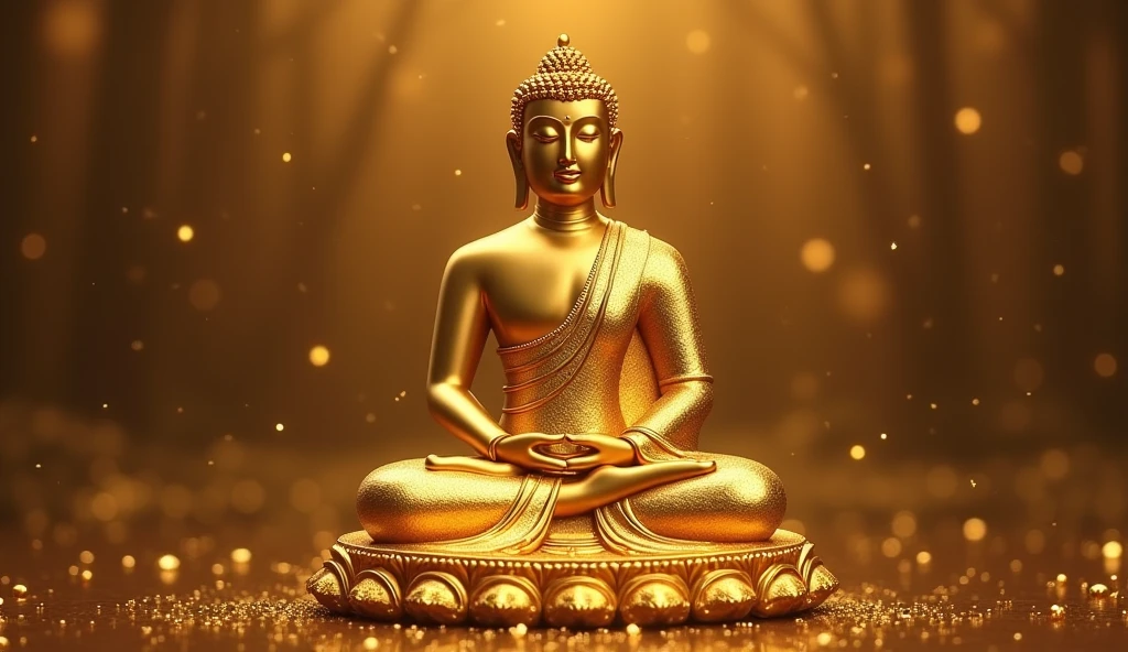 buddha meditating shiny gold