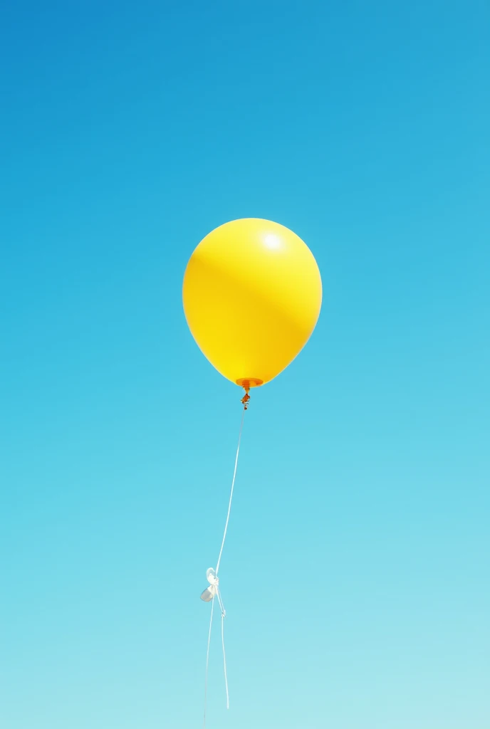 YELLOW BALLOON FLYING IN THE BLUE SKY 
