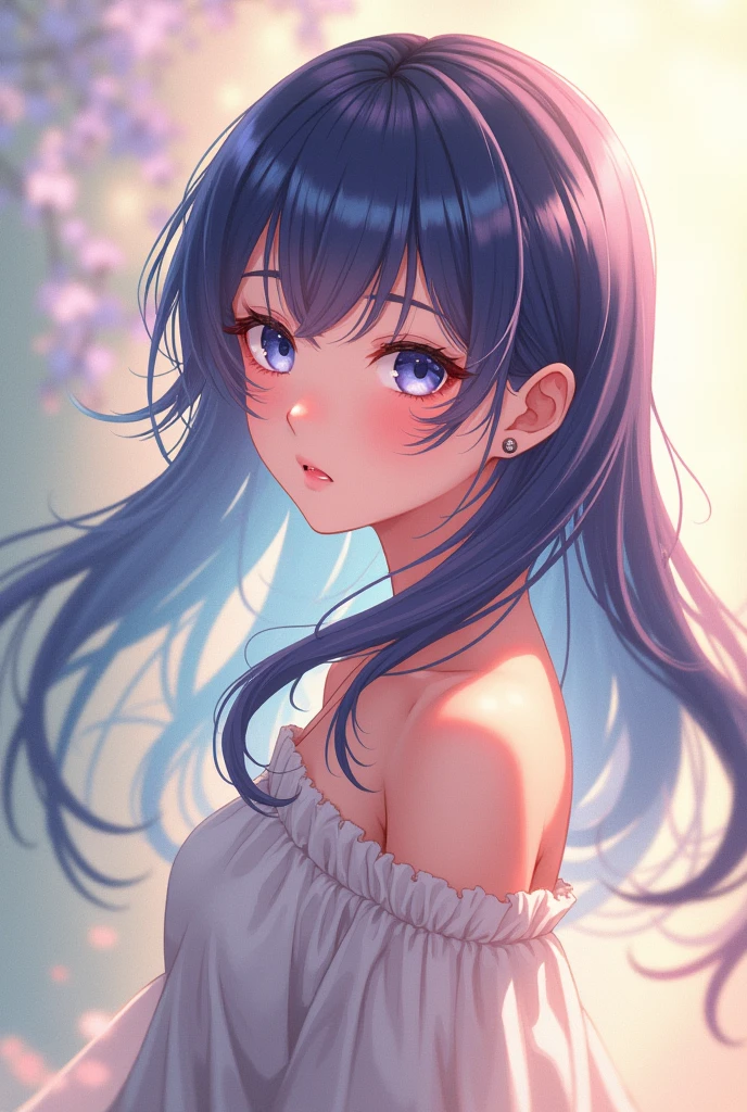 Anime girl with long sideways hair