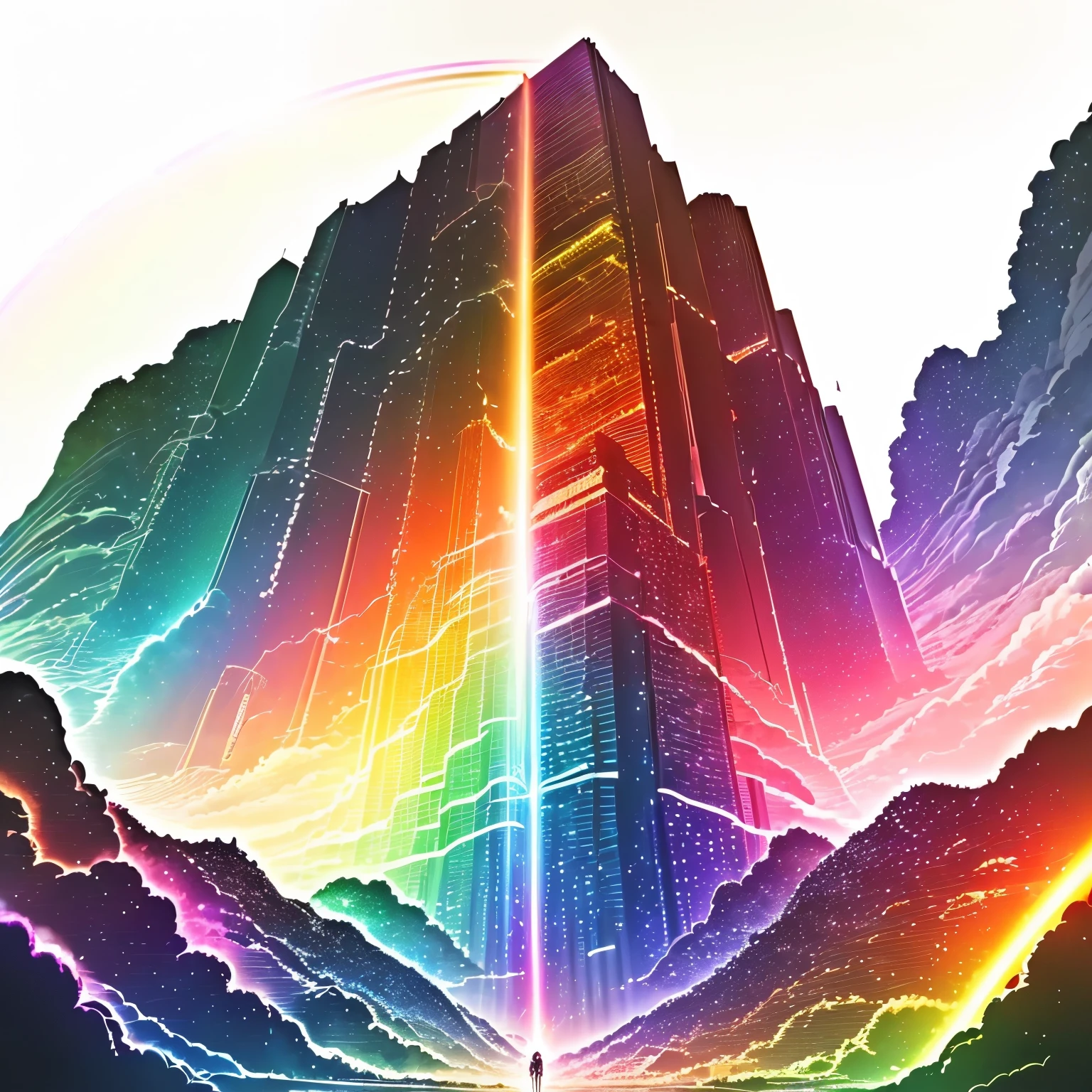anime scene of a rainbow colored sky with a rainbow beam, colorful anime movie background, rainbow, rainbow bg, anime background, still of rainbow ophanim, anime art wallpaper 4 k, anime art wallpaper 4k, anime background art, ufotable art style, anime movie background, 3840x2160
